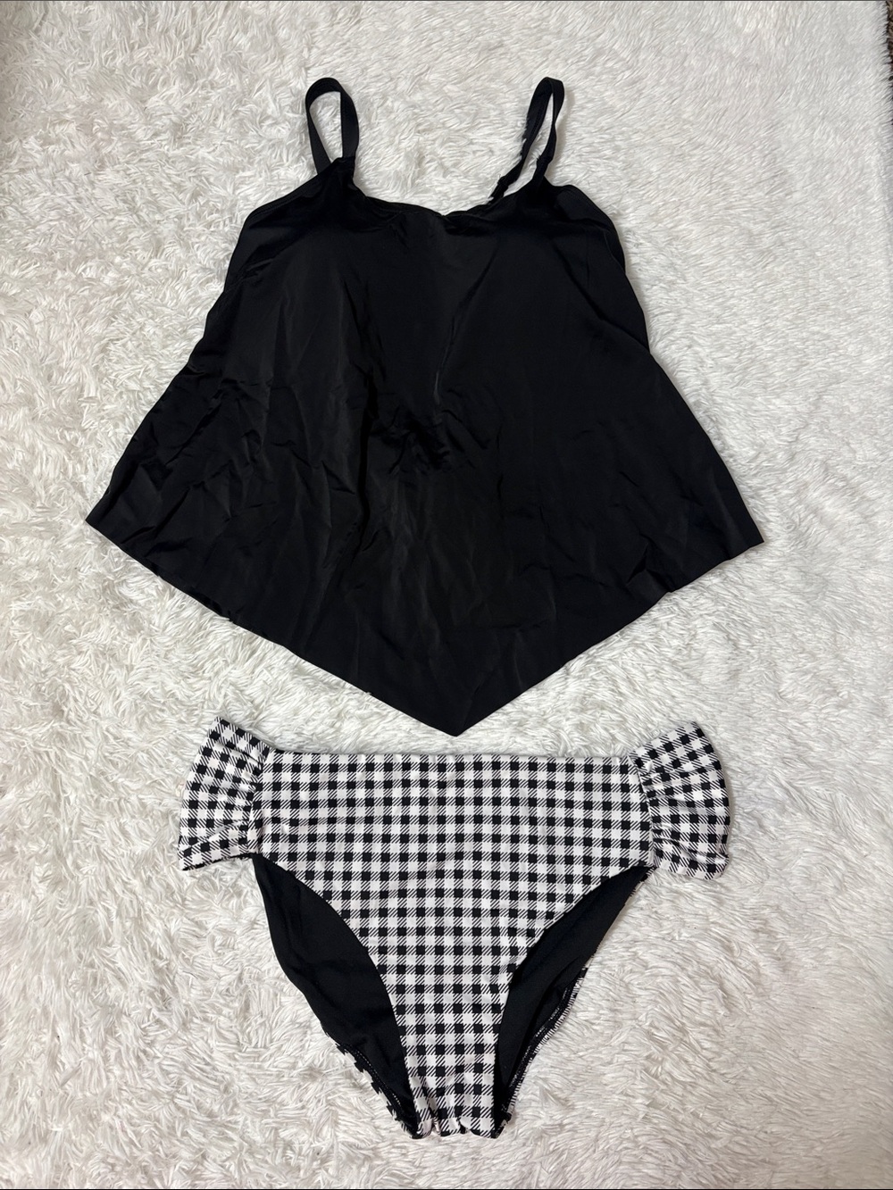 NWT Fullfitall Black Plaid Swim Set Size 16